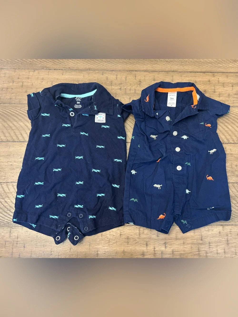 0-3M Baby Boy Bundle of collared rompers